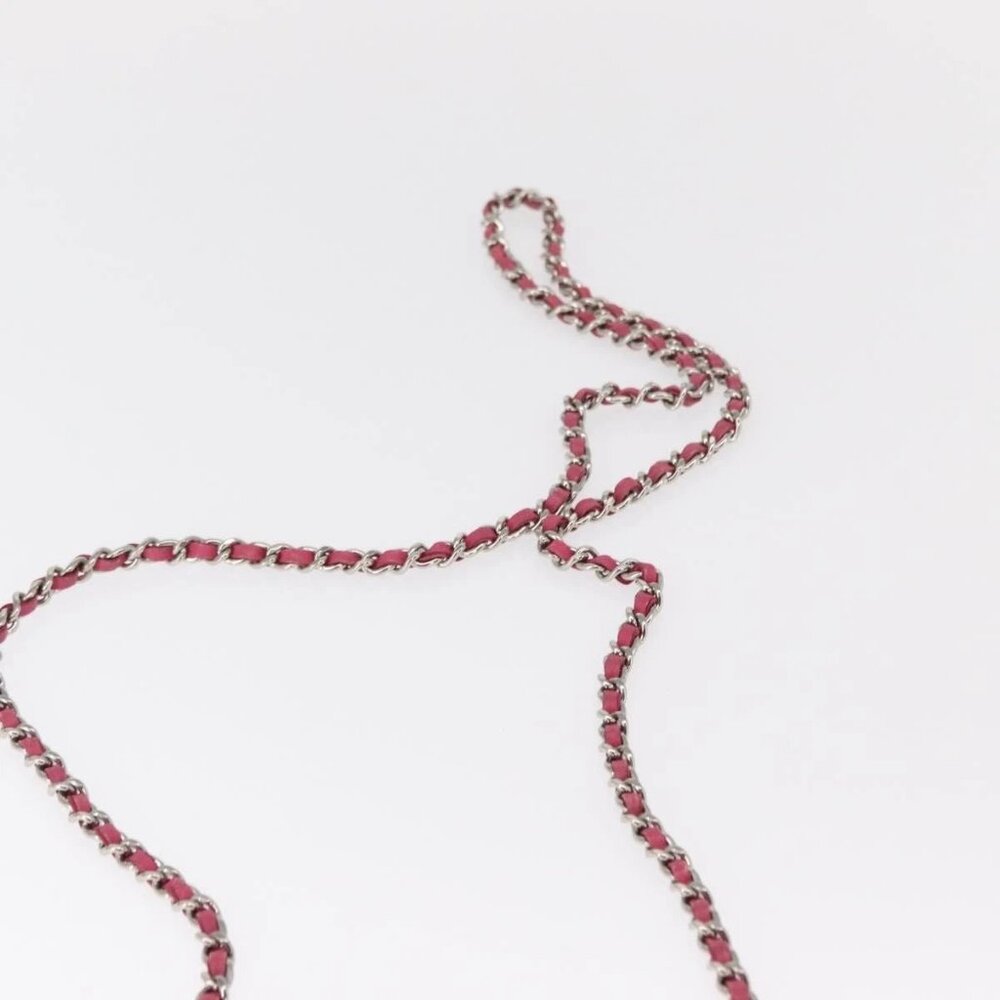 CHANEL Chain Shoulder Bag Leather Pink Silver CC - Picture 11 of 16